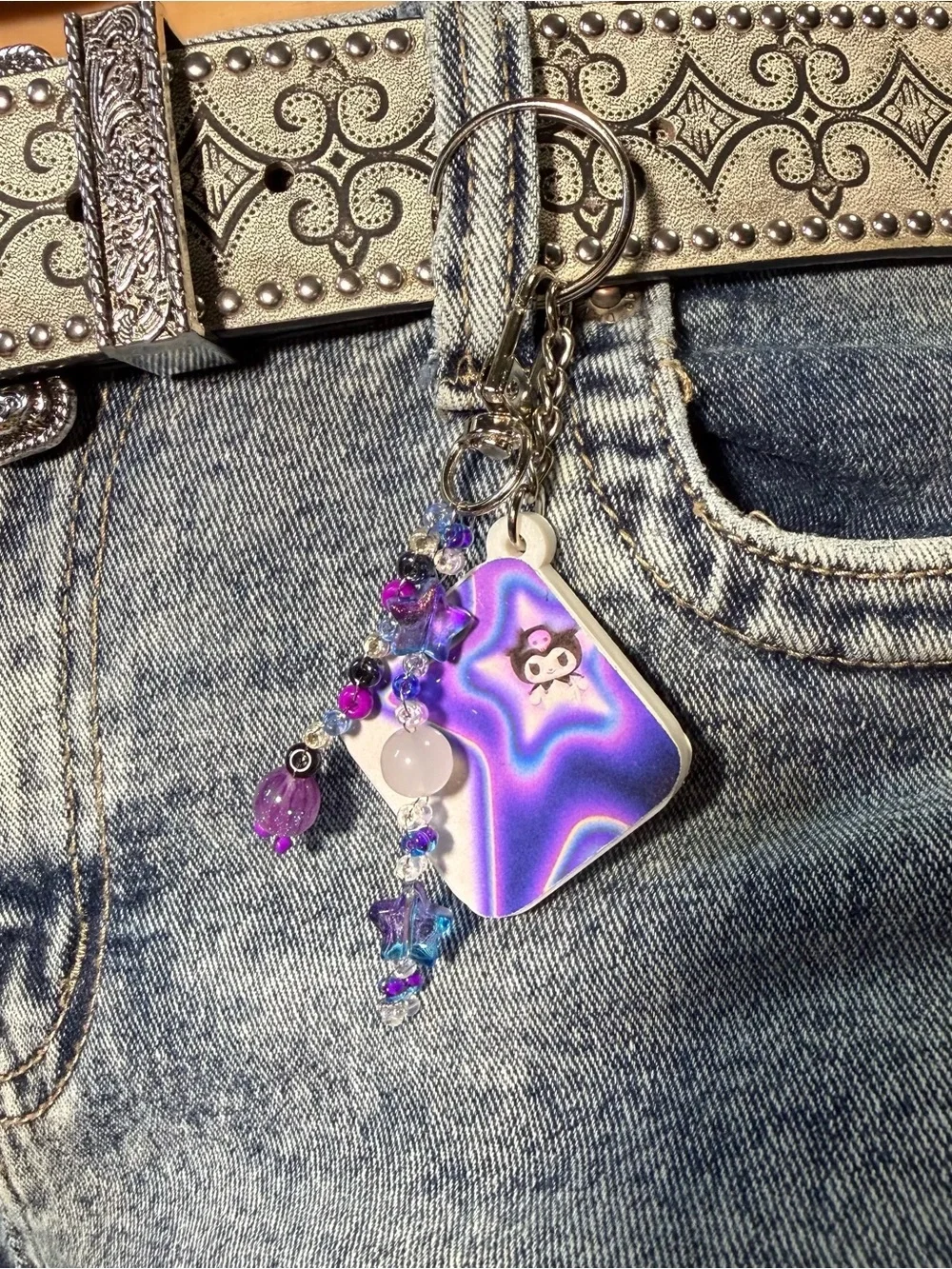 Purple Star Bead Keychain Charm - Women Accessories